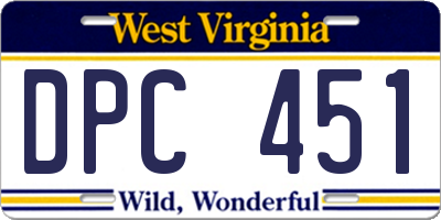 WV license plate DPC451