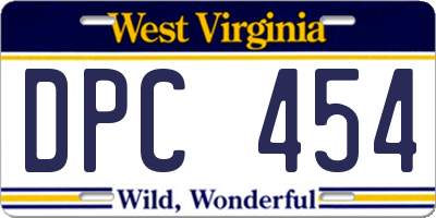WV license plate DPC454