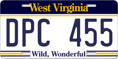 WV license plate DPC455