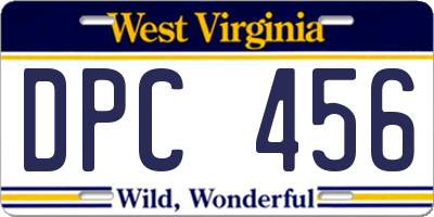 WV license plate DPC456