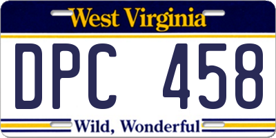 WV license plate DPC458
