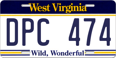 WV license plate DPC474