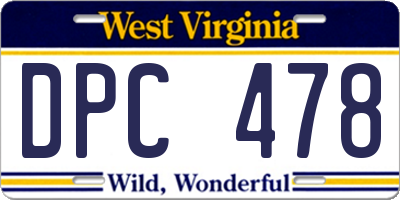 WV license plate DPC478