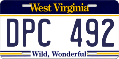 WV license plate DPC492