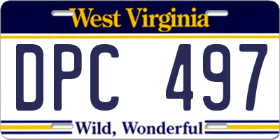 WV license plate DPC497