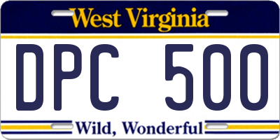WV license plate DPC500
