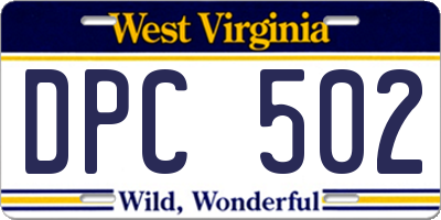 WV license plate DPC502