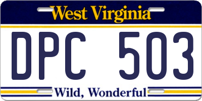 WV license plate DPC503