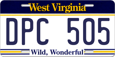 WV license plate DPC505