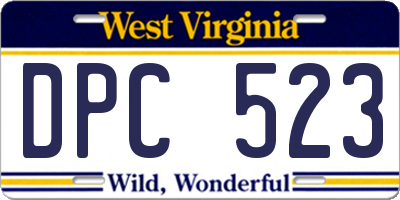 WV license plate DPC523
