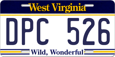 WV license plate DPC526