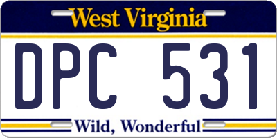 WV license plate DPC531