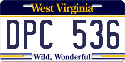 WV license plate DPC536