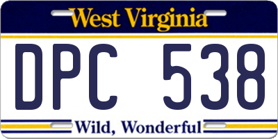 WV license plate DPC538