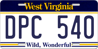 WV license plate DPC540