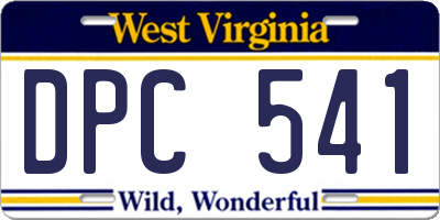 WV license plate DPC541