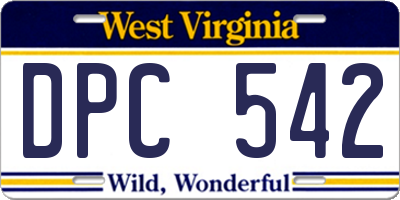 WV license plate DPC542