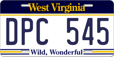 WV license plate DPC545