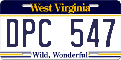 WV license plate DPC547