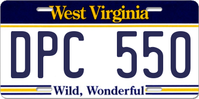 WV license plate DPC550