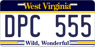 WV license plate DPC555