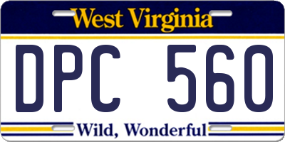 WV license plate DPC560