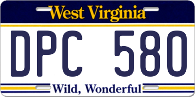 WV license plate DPC580