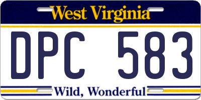WV license plate DPC583
