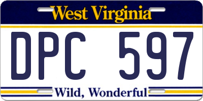 WV license plate DPC597