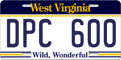 WV license plate DPC600