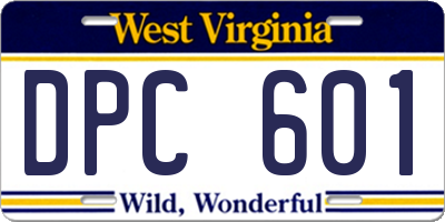 WV license plate DPC601