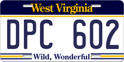 WV license plate DPC602