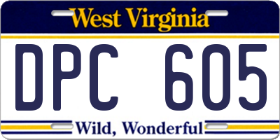 WV license plate DPC605