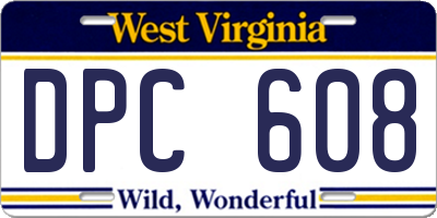WV license plate DPC608