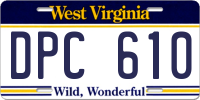 WV license plate DPC610
