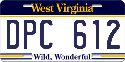 WV license plate DPC612