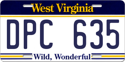 WV license plate DPC635