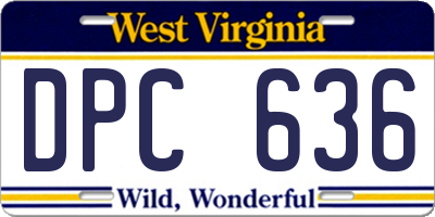 WV license plate DPC636
