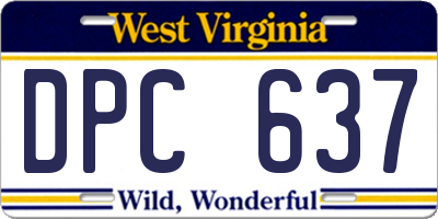WV license plate DPC637