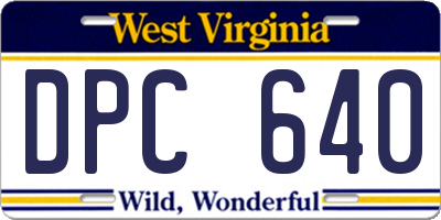WV license plate DPC640