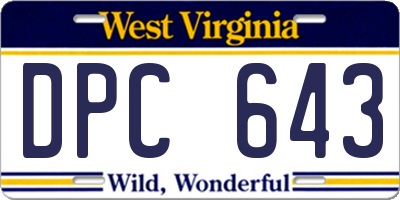 WV license plate DPC643
