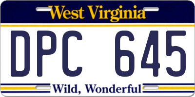 WV license plate DPC645
