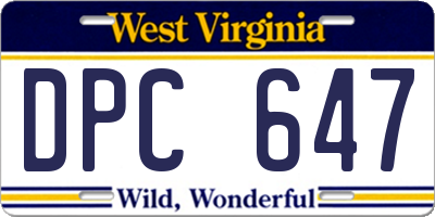 WV license plate DPC647