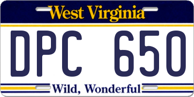 WV license plate DPC650