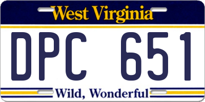 WV license plate DPC651