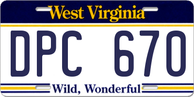 WV license plate DPC670