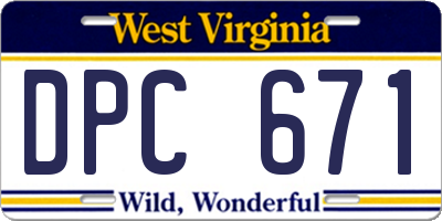 WV license plate DPC671