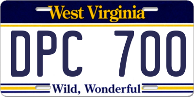 WV license plate DPC700
