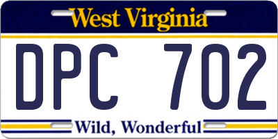 WV license plate DPC702