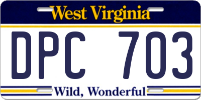 WV license plate DPC703